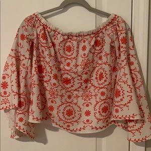 Floral Bell Sleeve Off the Shoulder Shirt
